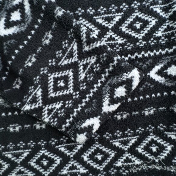 Eddie Bauer Women’s White Black Fair Isle Large Pullover 1/4 Zip Fleece Sweater - Picture 9 of 11